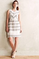 New! Anthropologie Ivy Blu Grey Plaid "Sona Dress" 5 Star $188 Size 2