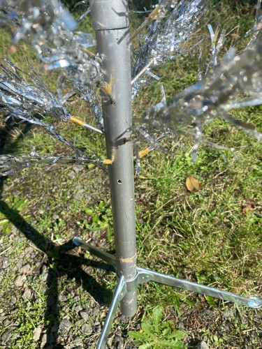 Vintage Peco 4 Fuß Standard Silber Weihnachtsbaum Bommel mit Box & Ständer MCM Aluminium - Bild 11 von 12