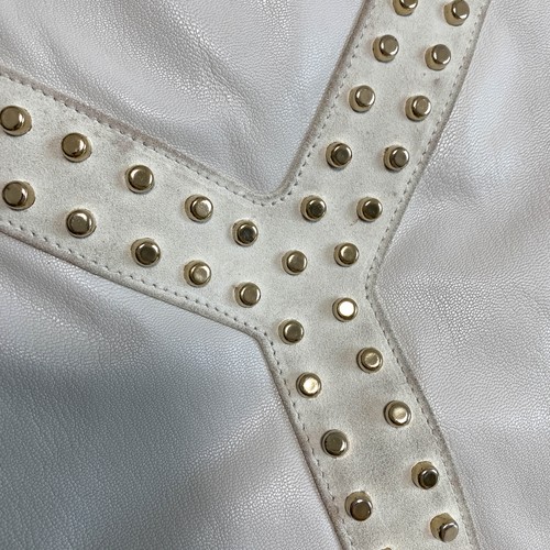 SAINT LAURENT YSL Mombasa White Leather and Suede Shoulder Bag - Picture 16 of 21