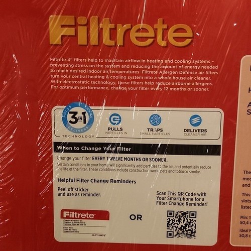 3M Filtrete 4-Inch Micro Allergen Defense MPR1000 Air Filter 16x25x4 Single One - Picture 11 of 12