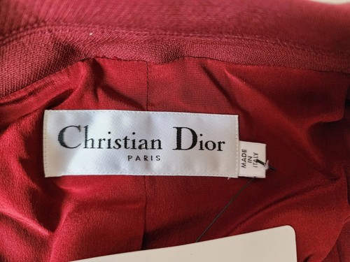 Christian Dior Paris Ladies Bordeaux Wool Silk Skirt Suit Set Size UK 12 / USA 8 - Picture 13 of 17