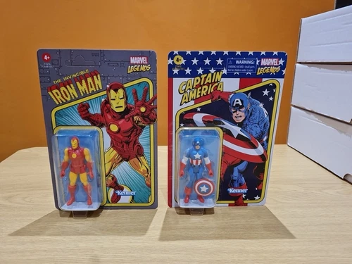 Figuras de acción del Capitán América y Iron Man de Marvel Legends (Kenner/Hasbro, 2021)