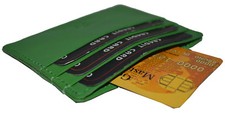 SUPER SLIM SINGLE PIECE CLEAR ID CARD SLOTS MONEY GREEN NEW FREE SHIPPING