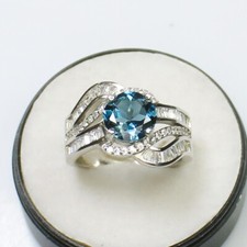 Natural London Blue Topaz Ring With 925 Sterling Silver in All Sizes Available