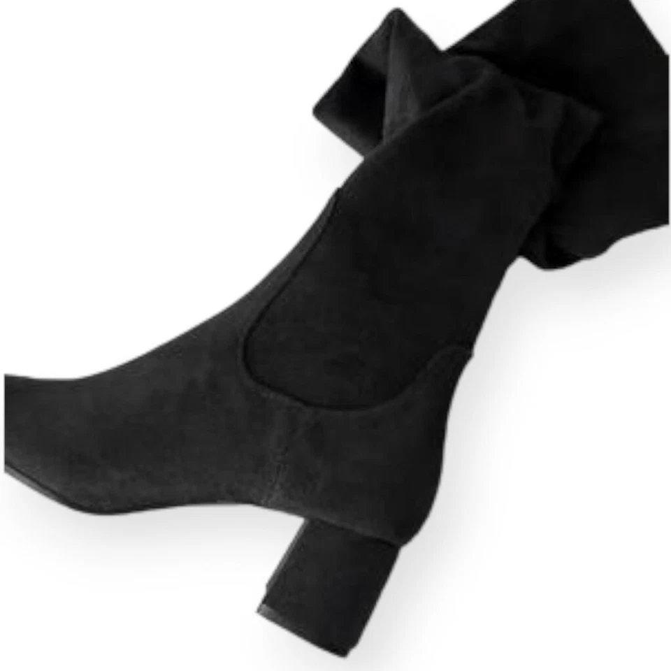 Zara Ultra High Black Clock Heel Knee High Boot US 5 Foto 2 de 4