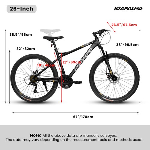 26'' Mountain Bike High Carbon Steel Frame, Mechanical Disc Brakes, 21-Speed - Picture 21 of 24