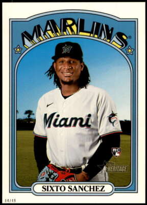Sixto Sanchez 2021 Topps Heritage 5x7 Variations #15 /49 Marlins Action Image