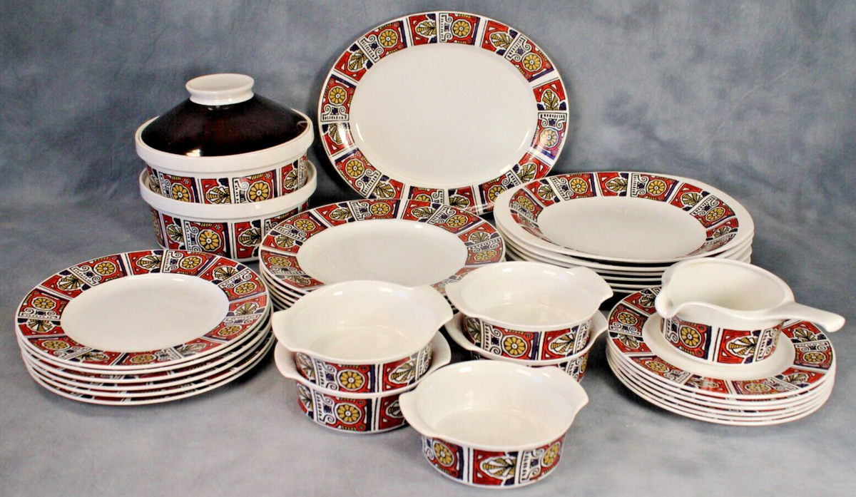 Vintage Mid Century Burleigh Ware Amazon 33 Piece Crockery Dinner