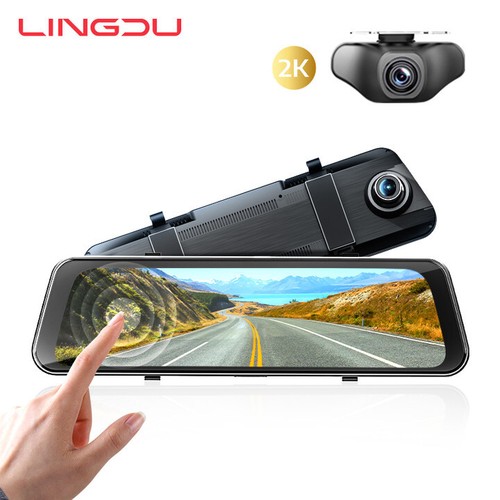 Screen Rearview Mirror Dash Cam 2.5K+1080P WIFI & GPS Front & Rear G-Sensor