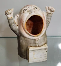 Vintage German Schafer and Vater Ashtray Matchstick Holder Man With Kippah Rare