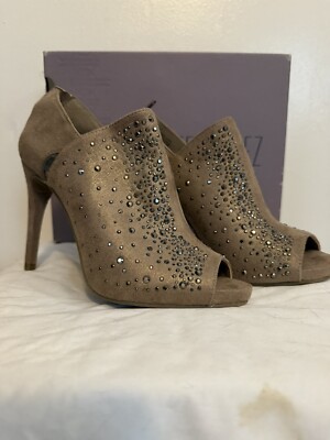 JLO JENNIFER LOPEZ Jezabelle High Heels Smoky Topaz Rhinestone Studded Size 7.5