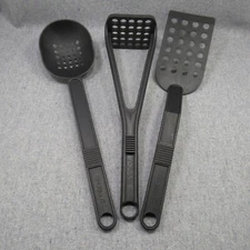 T-FAL Black Nylon 3 piece Set Slotted Spatula Slotted Spoon Masher Utensils