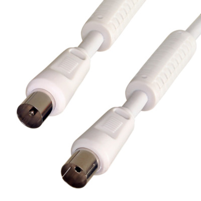 Antennen Kabel 5m 100dB weiß 2 Ferrit Filter KOAX TV BK Anschluss Koaxial sfn