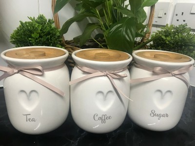 tea coffee and sugar ceramic jars