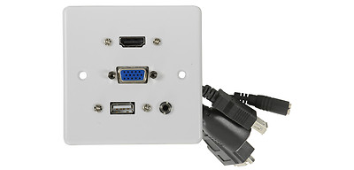 av:link Multimedia Wallplate mit HDMI, VGA, USB und 3,5mm Audio Buchsen 122.395