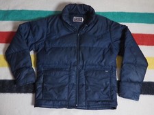 VTG 70s Ski Daddle Navy Blue Pack In Down Western Zip Puffer Jacket Coat Mens M