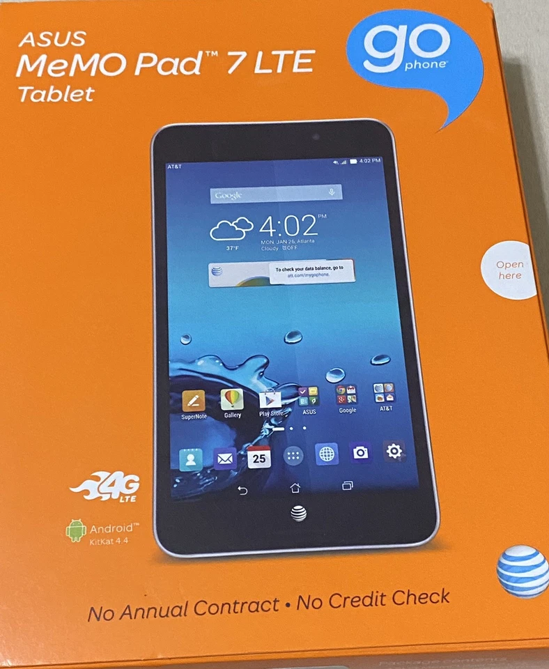 New Sealed (AT&T Prepaid) ASUS MeMO Pad 7 LTE Quad-Core 16GB 7" Android Tablet - Image 2 of 4