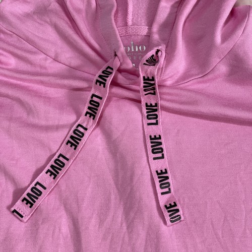 SOHO Street Ny & Co Pink Love Crop Hooded Sweatshirt Size Large - Picture 3 of 7
