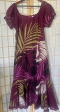 Vintage T&L Muumuu Factory Women’s Sz 7/8 Made In Hawaii Maroon Floral Dress New