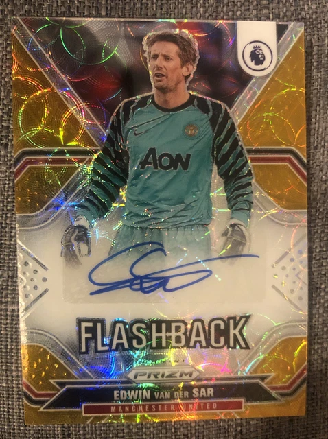 2021-22 Panini Prizm EDWIN VAN DER SAR GOLD Auto 9/10 FB Manchester United