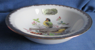 Reimer Schälchen 13,5 cm Motiv Vogel Dekor echt Gold Porzellan Eschenbach