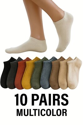 Vibrant Ankle Socks   10 Pairs in Multiple Colors for Everyday Wear