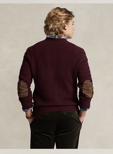 Polo Ralph Lauren Suéter Para Hombres XXL Gamuza Parche Lana Cachemira Grueso Cuello Redondo - Imagen 4 de 18
