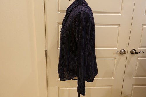 Rails - Charli Tropez Stripe - Navy Blue Linen Metallic Stripe Top - Size L - Picture 4 of 9