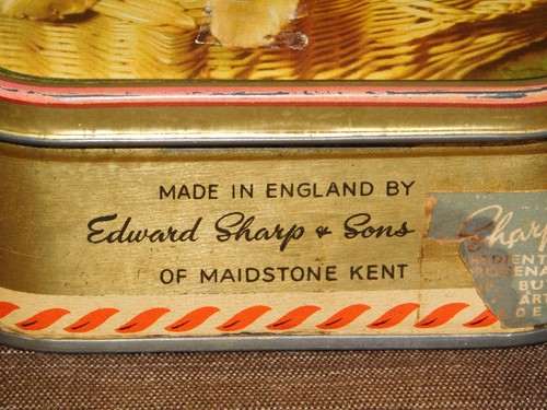 VINTAGE KITCHEN SHARPS TOFFEE MAIDSTONE ENGLAND PUPPY DOG CANDY TIN CAN *EMPTY* - Picture 4 of 9