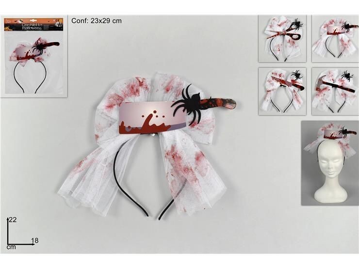 Diadema Con Velo Blanco Sangre Halloween Carnaval Disfraz