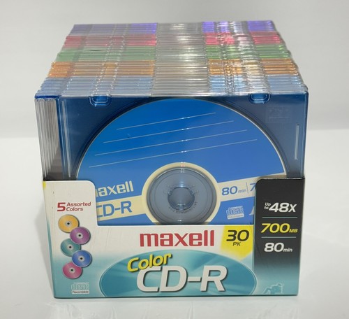 Maxell Color CD-R 30 Pack Slimline Jewel Case 48X 700MB 80min - Afbeelding 2 van 7