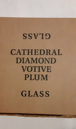 Vtg Home Interior Pink Plum Glass Candle Votives Holder Cathedral Diamond Set 4 - Picture 13 of 16
