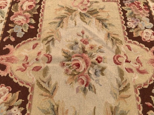 3X5 Vintage French Handmade Aubusson Rug Needle Point Floral Wool Rug 147x86 cm - Picture 7 of 12