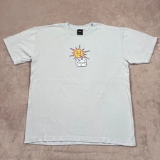 HUF Shirt Mens Medium Blue Short Sleeve Crewneck Ice Cube Summer Sun Graphic