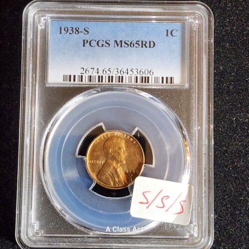 1938-S/S/S Repunched Mintmark (RPM) FS502, Lincoln Cent - PCGS MS-65 RED. T6489 - Picture 2 of 7