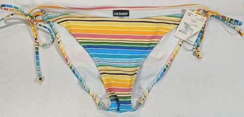 JOE BOXER Bikini Bottoms Women's size XL Multicolor Striped Tie-Sides NWT