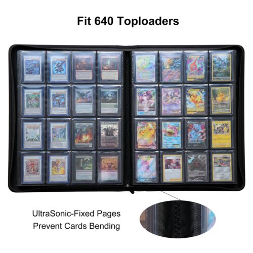 GrinOwl 16 Pocket Toploader Binder Holds 640 Top Loaders Large Toploader Card... - Picture 2 of 8