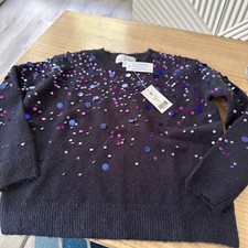Rockets of Awesome Girls Navy Sequined Sweater Sz 6 PAILLETTE SPRINKLE SWEATER