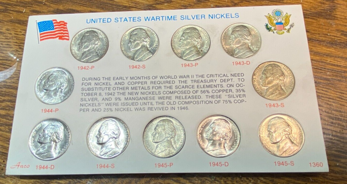 アメリカ 戦時中の銀ニッケルセット 1942-1945 1942-1945 Wartime