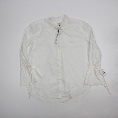 Treasure & Bond Shirt Womens Large White Cotton Bell Sleeve Collared Button Down
