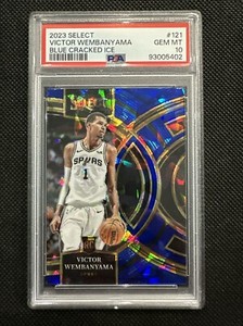 Victor Wembanyama PSA 10 2023 Panini Select Premier Blue Cracked Ice Spurs RC