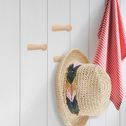 6 Pcs Hanging Wall Pegs Wooden Hook Door Garment Hanger Decorative - Picture 2 of 12
