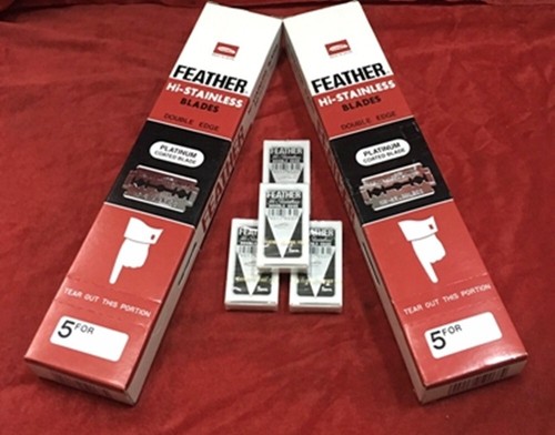 Razor Blades 100 Feather Hi Stainless Double Edge Shaving Safety Hair Eyebrow - Picture 6 of 12