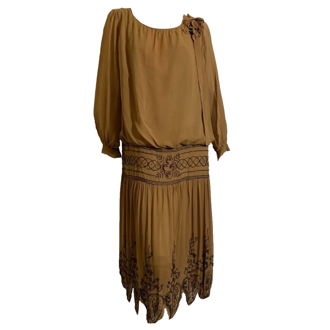 Brown Vintage Dresses 1920s Decade