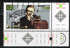 Germany Famous inventor Guglielmo Marconi and wireless equipment stamp 1958