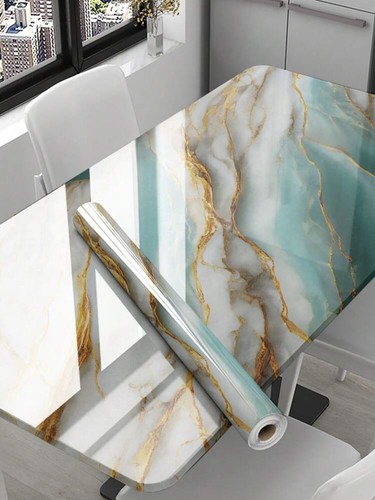 2- Elegant Sea Blue Marble Pattern Self Adhesive Wallpaper For Kitchen Counter - Picture 3 of 4
