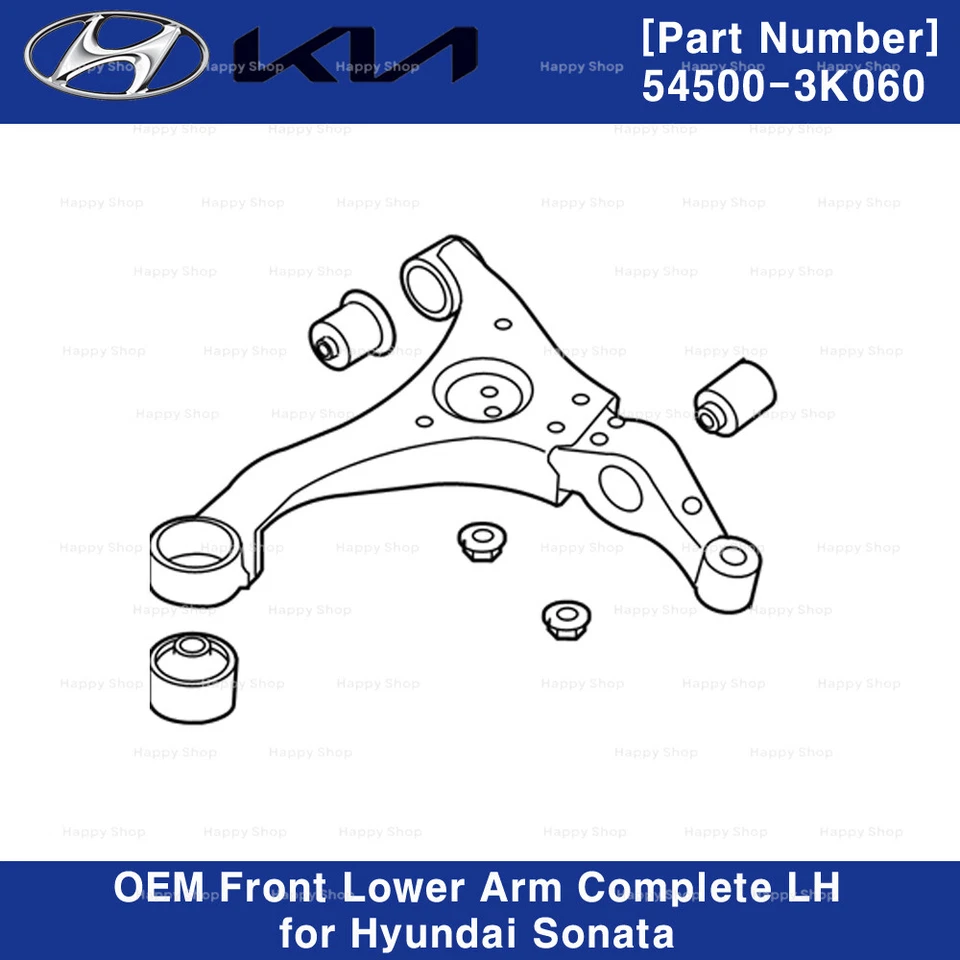 Оригинальный передний нижний рычаг 545003K060 от оригинального производителя в комплекте левый для Hyundai Sonata 05-10 - Изображение 3 из 3