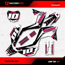 Black & Pink Crf110 Shift Racing Graphics kit fits Honda 2019-2025 decal 19-25