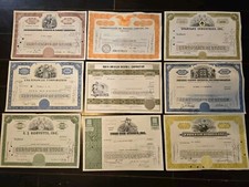 Lot of 9x Canceled Stock Certificates