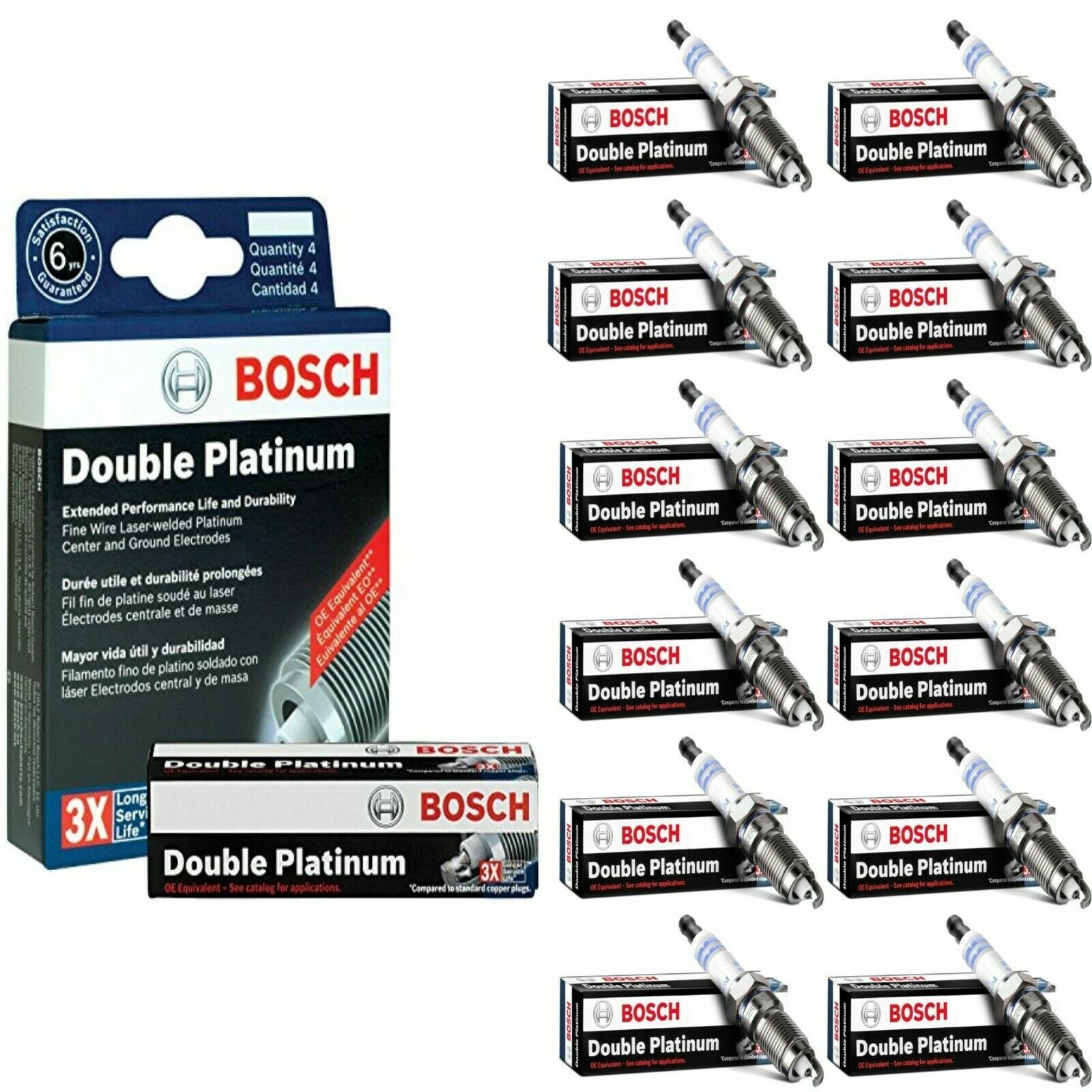 12 X Bosch Double Platinum Spark Plugs For 2005-06 ASTON MARTIN VANQUISH V12-6.0